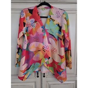 Trisha Tyler Cardigan Women's Small Flower Power Whimsy Groovy Colorful